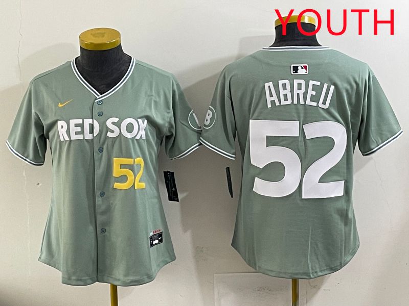 Youth 2025 Boston Red Sox #52 Abreu Light Green Joint Name Nike MLB Jersey style 5